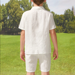 Usine lin coton tenues <span class=keywords><strong>papa</strong></span> <span class=keywords><strong>fils</strong></span> enfants famille style décontracté chemise short pantalon ensemble personnalisé usage domestique bébé filles adultes été - Product Image 2