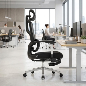<span class=keywords><strong>Chaise</strong></span> de bureau de direction ergonomique moderne confortable pivotante en maille à dossier haut avec <span class=keywords><strong>support</strong></span> lombaire réglable et accoudoirs - Product Image 5