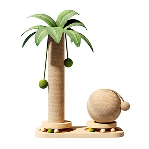 Árbol para gatos de madera maciza de cocotero, directo de fábrica, todo en uno, que ahorra espacio, con poste rascador de papel y cama, para comercio transfronterizo - Product Image 5