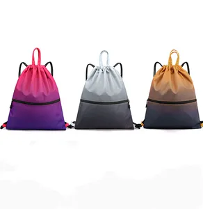 Reusable nylon polyester travel shoe backpack colorful tennis storage drawstring dust bag