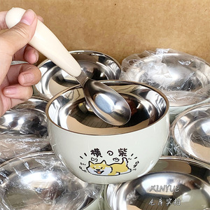 Bol en acier inoxydable pour enfants, motif de dessin animé, bol à soupe épaissi anti-brûlure, vaisselle pour bébé de 1 à 2 ans - Product Image 2