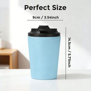 Mug à café portable en acier inoxydable 304 de 12 oz avec logo personnalisé, gobelet isotherme sous vide avec couvercle anti-fuite, tasse de voyage pour le bureau et les trajets domicile-travail - Product Image 2