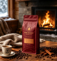 Sac à café en aluminium kraft de qualité alimentaire, imprimé en héliogravure, résistant à l'humidité, à fond plat, avec huit soudures latérales, prix d'usine