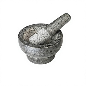 Greatest Quality Marble Grey Color Mortar And Pestle For Kitchen Herbs Spices Garlic Crushing And <b>Grinding</b> Use Imam Dasta - Product Image 1