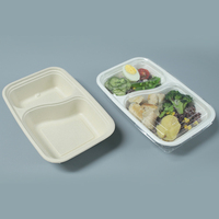 Bols écologiques à 2 compartiments en fibre compostable de 1000ml-300/caisse