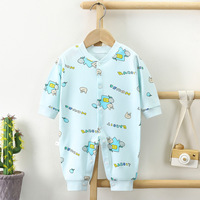 Combinaison décontractée à manches longues en coton à motif de dessin animé pour bébé YouyuanBao, automne-hiver, à simple boutonnage, pour garçons et filles, entrejambe ouvert, tout