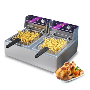 Meilleur vendeur 2500w friteuse intelligente friteuse à air électrique four 10L Restaurant Commercial Double-réservoir Double-écran friteuse électrique