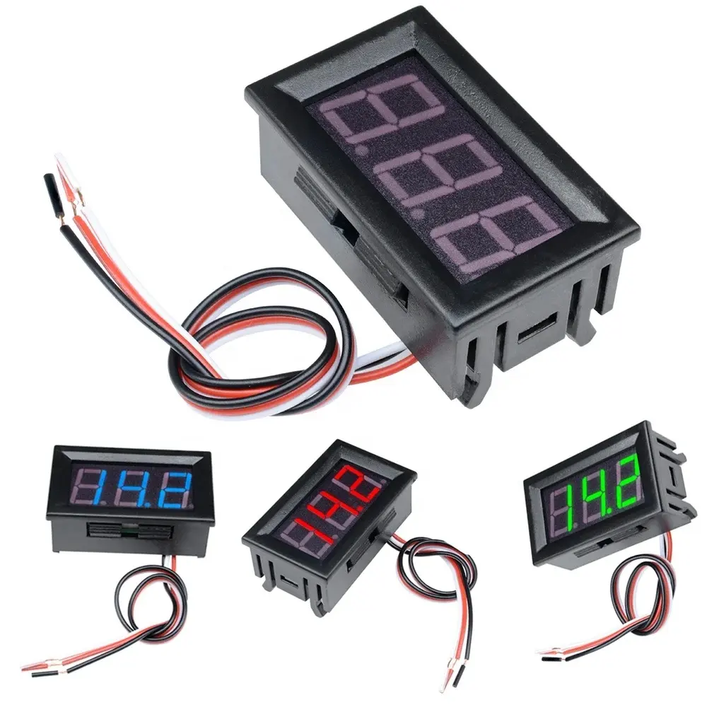 Voltmeter 0.56 inci, Voltmeter 3 kabel 3 tiga voltase Meter layar LED Panel 0.56 "0-30V