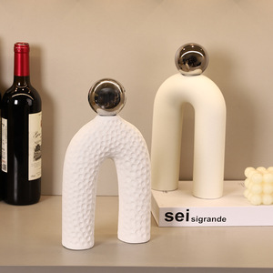 ของตกแต่งรูปทรงโค้งเซรามิก Suo Jun สไตล์โมเดิร์นมินิมอล ของตกแต่งบ้าน รูปทรงเรขาคณิต งานประติมากรรมประดับทางเข้าบ้าน - Product Image 2