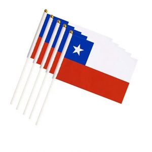 Mini Banderas Chilenas de Mano, de Poliéster, Personalizadas con Asta de Madera, Venta al por Mayor, 100% Poliéster - Product Image 2