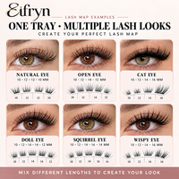 Kit de cils en grappe Eifryn de haute qualité, vente en gros, logo personnalisé, adhésif, longueurs mixtes, courbure D, effet wispy, kits d'extension de cils DIY