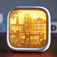 Lampe de nuit LED 3D USB en papier artisanal personnalisé, motif artistique décoratif, souvenir de voyage, cadeau de festival haut de gamme