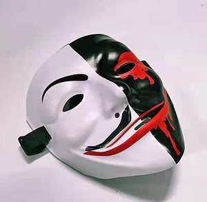 Baige หน้ากากครึ่งหน้าเรืองแสงฮาโลวีนสไตล์ธงชาติอเมริกันพร้อมรูปตัววีวัสดุ PVC สีดำสำหรับงานเลี้ยงคอสเพลย์ - Product Image 6