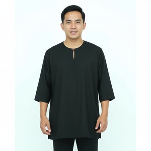 Mowing người đàn ông của truyền thống kurta hàng đầu với teluk belanga cổ áo thiết kế Malaysia tùy chỉnh thời trang tr bông vải - Product Image 1