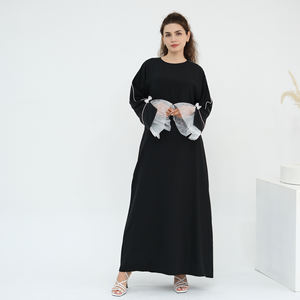 Loriya 2025 Eid Nuovo Abaya Musulmano <span class=keywords><strong>Abbigliamento</strong></span> Islamico da Donna Elegante Nida Pizzo Nero Abaya Chiuso Dubai Abiti Modesti da Donna - Product Image 5