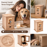 Urne funéraire moderne de luxe en bois écologique pour animaux de compagnie, avec fenêtre magnétique pour photo, tiroir triangulaire, pour cendres de chien et de chat, personnalisable, prix d'usine