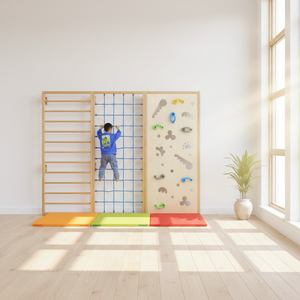 Mur d'escalade en bois éducatif pour enfants, filet d'escalade intérieur pour bébés, structure de rocher pour la maison, équipement de fitness pour l'intégration sensorielle - Product Image 4