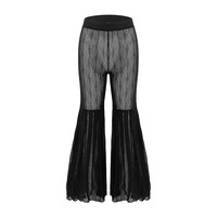 TW Summer Mesh Fabric Pantalon long de plage plissé à taille haute Beach Bikini Swimwear Cover up