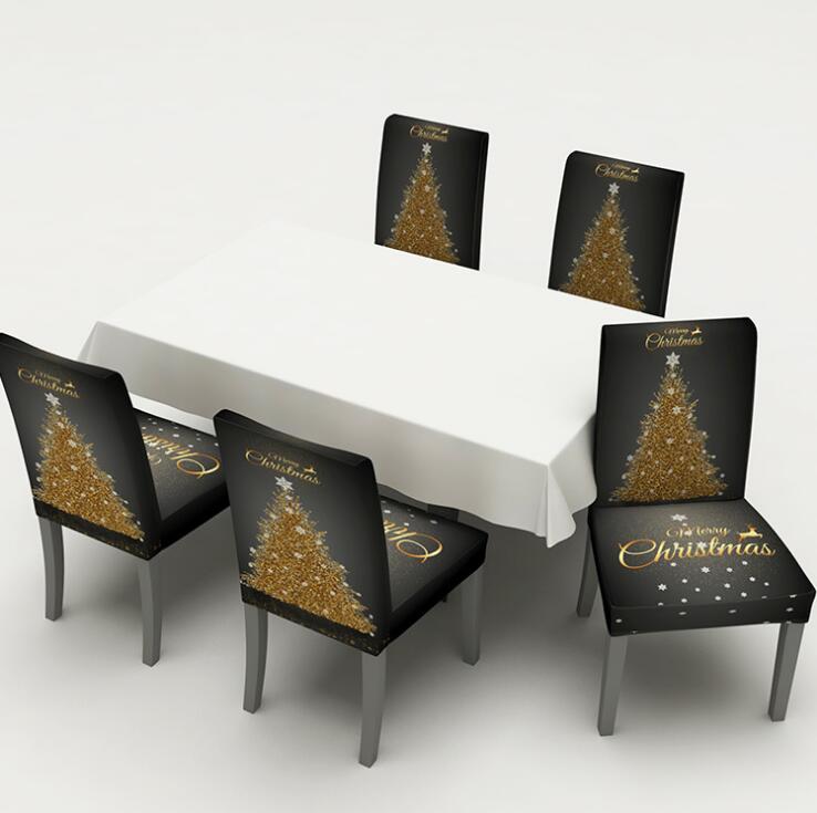 Эластичные чехлы на стулья из спандекса с рюшами и цифровой печатью на Рождество