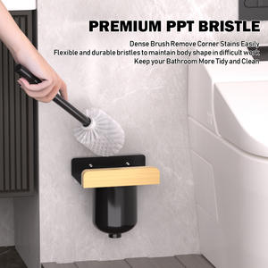 Minjie lumière luxe en acier inoxydable mural <span class=keywords><strong>brosse</strong></span> de toilette support de rangement conception Non-coin mort <span class=keywords><strong>brosse</strong></span> de nettoyage en Nylon Portable - Product Image 2