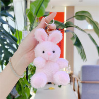 Porte-clés en peluche mini ourson bouclé personnalisable en gros, pendentif mignon pour sac à dos avec fermoir métallique, décoration de porte-clés