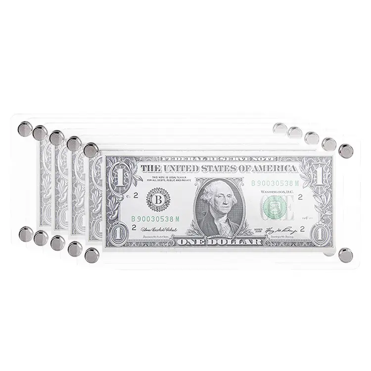 クリアドル紙幣フレームアクリル通貨フレームディスプレイドル紙幣用透明ドル紙幣コレクションフレーム