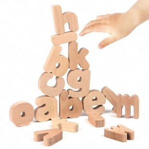 26PCS ABC Wooden <b>Alphabet</b> <b>Blocks</b> Standing Stacking 3D Natural Wood Letters Sensory Learning Toy - Product Image 4
