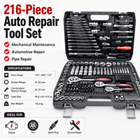 Kit d'outils de réparation automobile DIY 216 pièces, ensemble de clés à cliquet à alimentation manuelle, personnalisé OEM pour l'entretien de voitures, vélos et jardins, CR-V