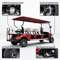 Voiturette de golf électrique 8 places (6+2 passagers) pour parcours et complexe hôtelier, véhicule de patrouille et de tourisme avec moteur AC 60V, batterie au plomb personnalisable