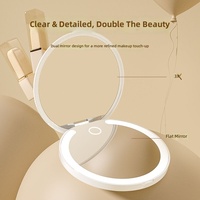 Miroir de maquillage portable le plus vendu, miroir de poche à LED, double face, cadre en plastique, miroir cosmétique compact