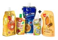 Sachets de liquide souples en plastique, recharge personnalisée, en aluminium, pour miel, jus, étui à bec debout, 100 pièces