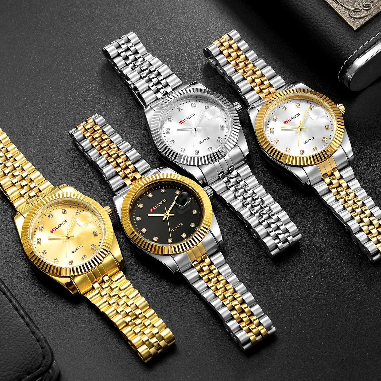 Hifive coppia orologio Hip Hop luminoso impermeabile al quarzo orologi meccanici in acciaio inossidabile per gioielli da uomo
