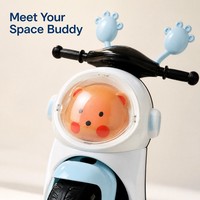 Tricycle pour enfants avec design de casque d'astronaute et dôme ours, stabilité à 3 roues, siège et dossier confortables, jouet bleu ciel