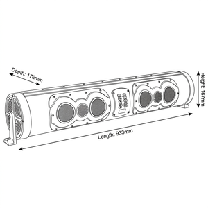 Haut-parleur amplifié pour voiturette <span class=keywords><strong>de</strong></span> golf, ATV, UTV, connecteur BT, <span class=keywords><strong>barre</strong></span> <span class=keywords><strong>de</strong></span> <span class=keywords><strong>son</strong></span> 8 haut-parleurs, étanche avec éclairage LED, 500 Watts - Product Image 6