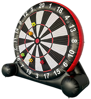 Jeu de fléchettes de football gonflable interactif commercial durable avec six ballons de football et cible Velcro