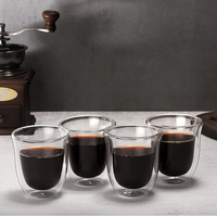 Tasse à latte en verre transparent thermique, faite à la main, moderne, 200 ml/7 oz, 300 ml, à double paroi, sans BPA, résistante à la chaleur, portable, compatible lave-vaisselle