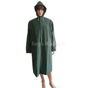 Capa de chuva longa para homens, casaco de chuva em PVC e poliéster reutilizável com logotipo personalizado de alta qualidade