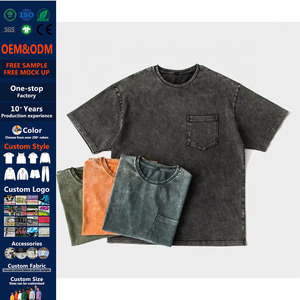 T-Shirt Vintage da Uomo con Spalle Scese, Effetto Stone Washed, Collo a Costine, Etichetta Tessuta Personalizzata, Maglietta Nera Basic - Product Image 1