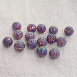 Cuentas redondas de ópalo sintético con medio orificio/sin orificio/orificio completo, bolas redondas de ópalo azul fuego, piedras preciosas sueltas para joyería - Product Image 4
