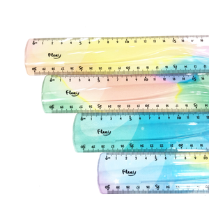 Règle droite en plastique souple personnalisée de haute qualité en PVC couleur néon clair Pack individuel pour l'école - Product Image 3