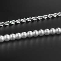 Collier de perles en acier inoxydable plaqué, chaîne torsadée, épissage de brins métalliques, collier de perles