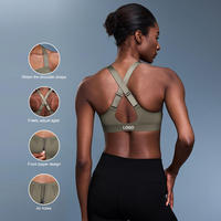 Soutien-gorge de sport intégré avec fermeture éclair sur le devant pour femmes, avec bretelles réglables, soutien-gorge à fort impact avec trous d'aération
