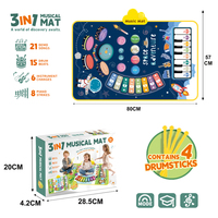 Tapis de jeu musical 3-en-1 pour tout-petits, instrument de musique électronique tactile pour enfants, piano et batterie