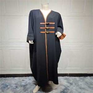 モダンムスリムドバイスタイルカフタンアバヤシンプルエスニックデザイン通気性ヒジャーブ大人結婚式モダンアバヤの新しいファッション - Product Image 1