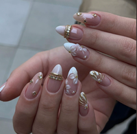 TSZS Faux Ongles Réutilisables de Luxe Couverture Complète Amande Carrée Acrylique Motif Léopard Floral Fabriqués à la Machine pour Femmes