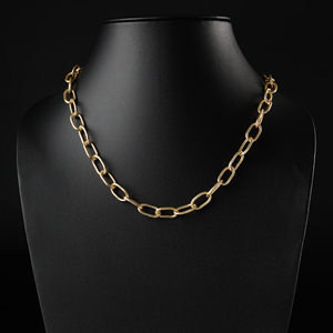 Heritage Hammered Link Chain <b>Necklace</b> Textured Oval Gold Tone Chain Bold <b>Statement</b> Jewelry Modern Elegant Style for Women - Product Image 1