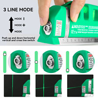 Niveau laser vert rechargeable OEM avec ruban à mesurer, ligne croisée, angle droit, outil de nivellement multifonctionnel pour la décoration intérieure