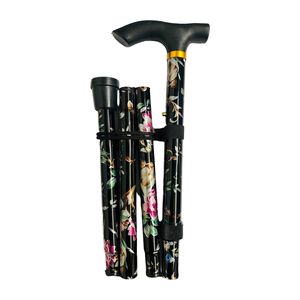Bastón plegable <span class=keywords><strong>de</strong></span> aluminio con mango con diseño <span class=keywords><strong>de</strong></span> flores moradas para <span class=keywords><strong>mujer</strong></span>, para caminar. - Product Image 4