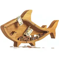 Cofrinho de madeira com padrão transparente, economia de dinheiro para coleção de moedas, animais, porquinho, 100%