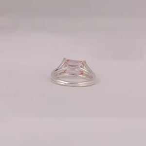 Ensemble de bagues croisées en pierre de lune et diamant poire imbriquée, ensemble de mariée en or massif 14K 18K, bague de fiançailles demi-halo - Product Image 4